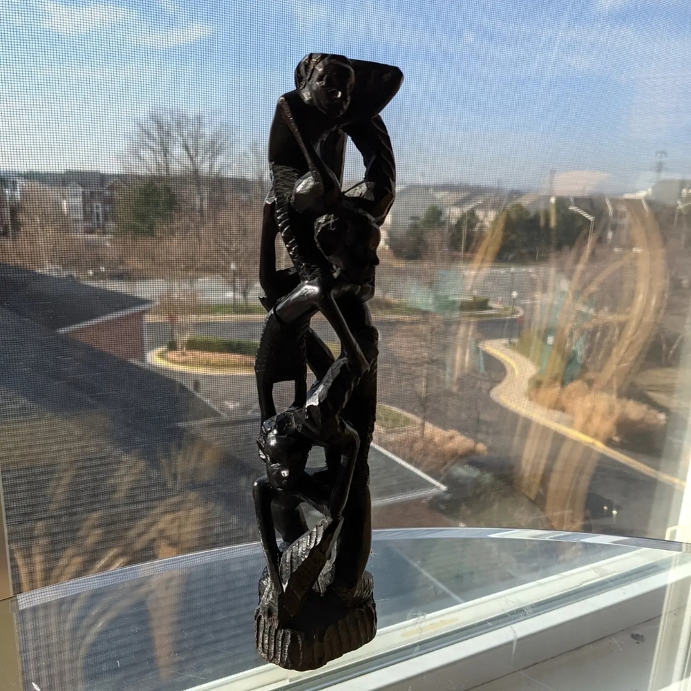 (Sold) Vintage African Ebony Wood Sculpture "Tree Of Life" Makonde Tanzania